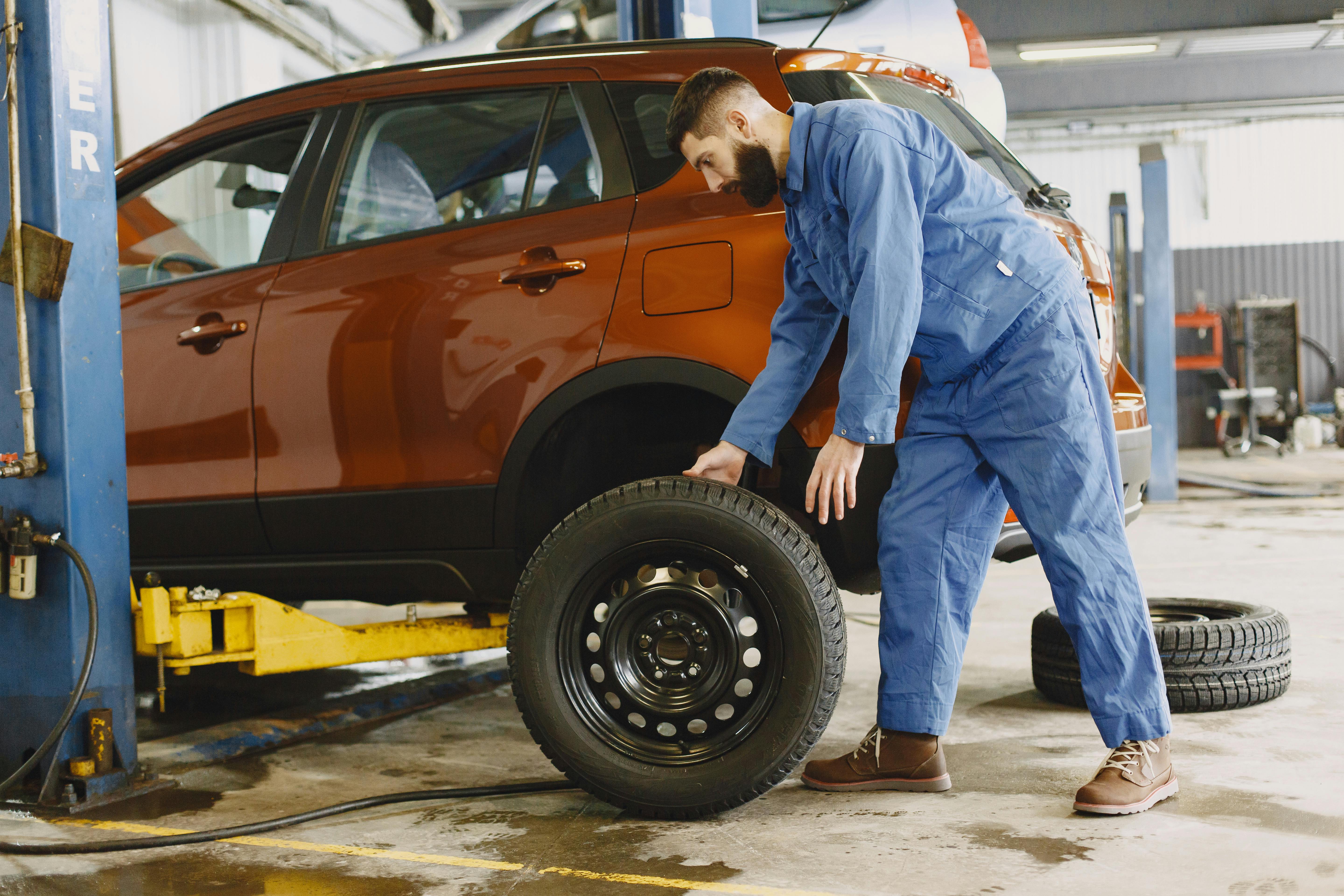 MOT history check — car tyre replacement at UK garage